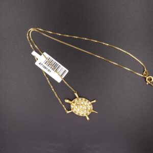 Collana con ciondolo tartaruga brill. 0.20ct 16/16