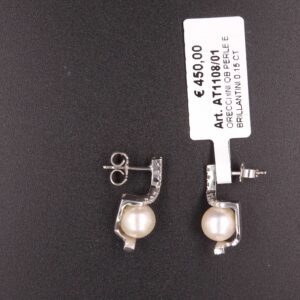 Orecchini ob perle 3 mm e brill 0,15 ct