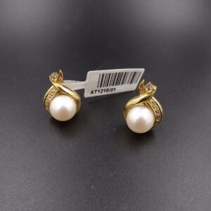 Orecchini og perle 9+ diametro e brill.0.15ct