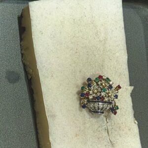 Spilla ob og rub. 0,50 ct, smer. 0,50ct, zaff. 0,50 ct, brill. 1 ct circa