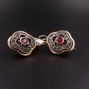 Orecchini 9k rubino e diamantini