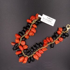 Bracciale oro corallo e onice
